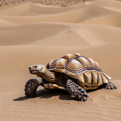 Tortoise on desert dunes