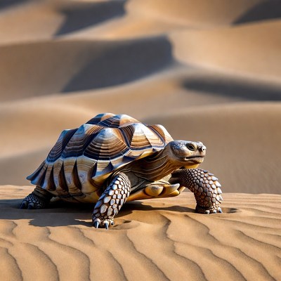 Radiated Tortoise in Desert Dunes