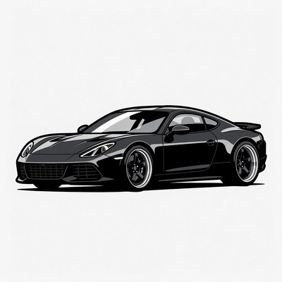 Black Sports Car Illustration