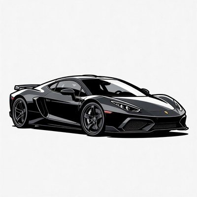 Black Lamborghini Aventador Illustration