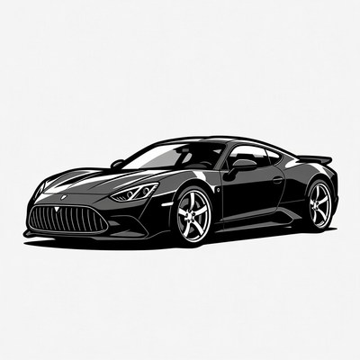 Black Maserati MC20 Supercar Illustration