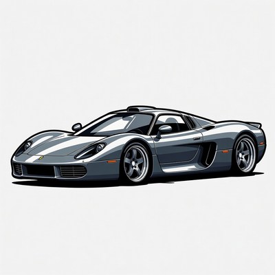 Silver Ferrari Enzo Supercar Illustration