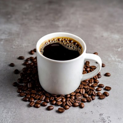 White Coffee Cup with Beans