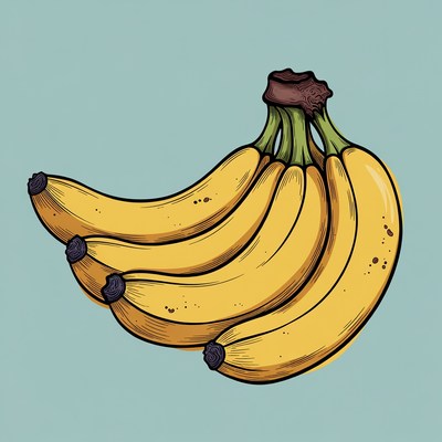 Bunch of ripe bananas illustration