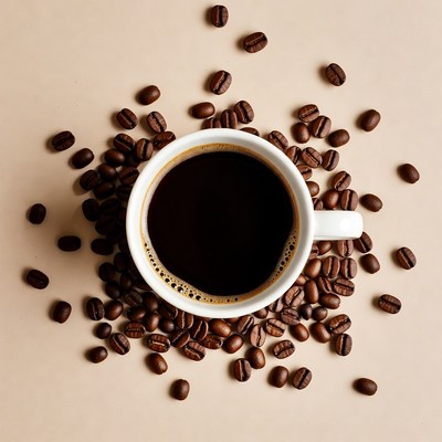 Coffee Cup Surrounded by Beans