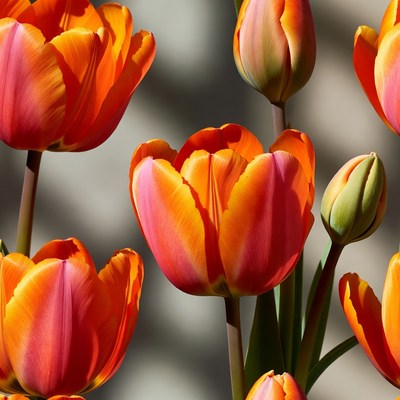 Vibrant Orange Tulips Blooming