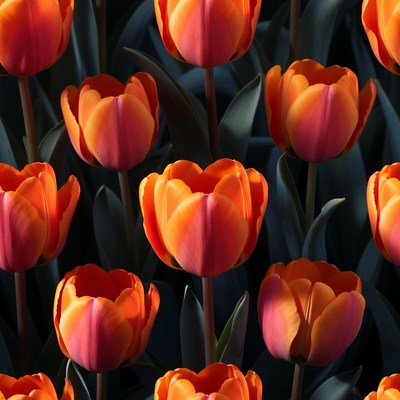 Orange Tulips on Dark Background