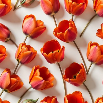 Orange Tulips on White Background