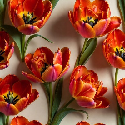 Orange Tulips on White Background