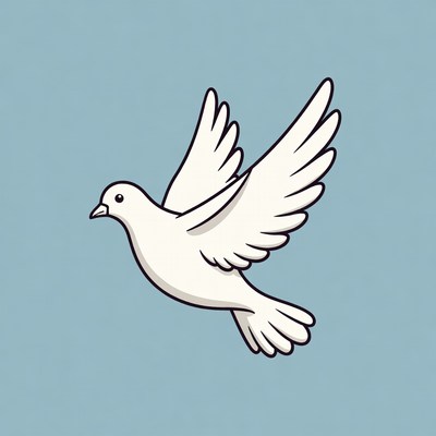 White Dove Flying Illustration