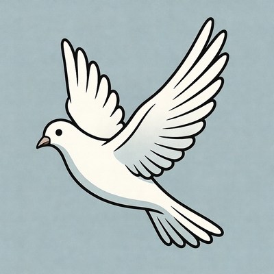 White Dove Flying Illustration