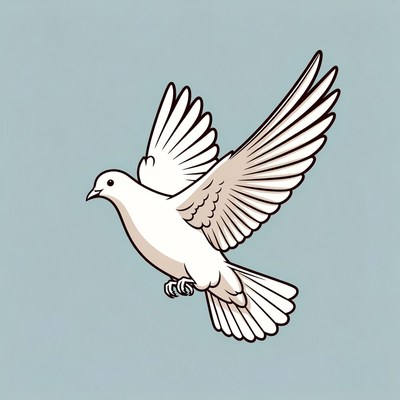 White Dove Flying Illustration