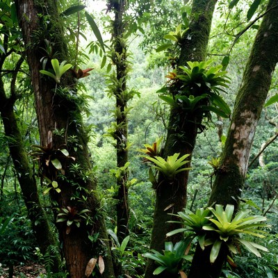 Bromeliads on rainforest trees