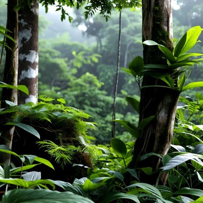Lush Tropical Rainforest Jungle Scene