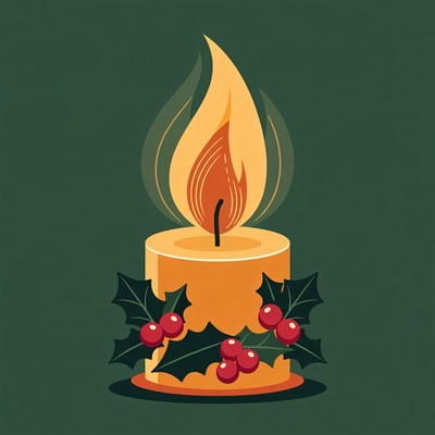 Christmas Candle with Holly