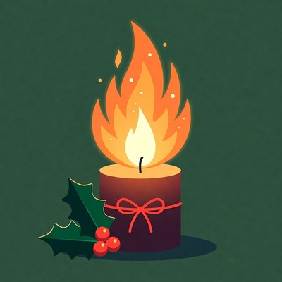 Christmas Candle with Holly