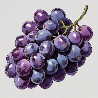 Purple Grapes Bunch Illustration