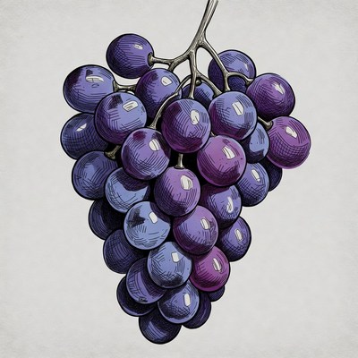 Purple Grapes Bunch Illustration