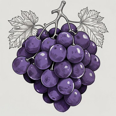 Bunch of purple grapes illustration