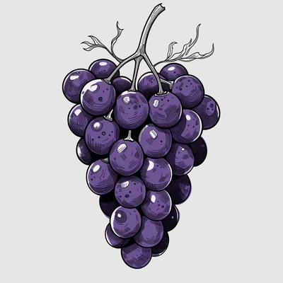 Purple Grapes Bunch Illustration