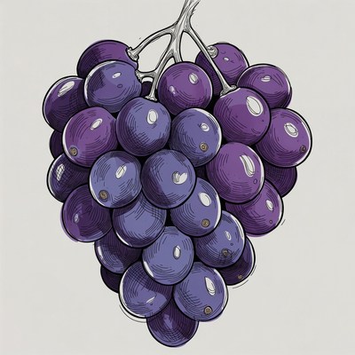 Purple Grapes Bunch Illustration