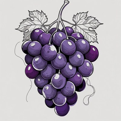 Purple Grape Bunch Illustration