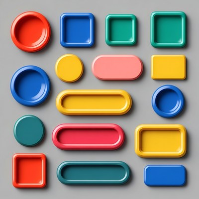 Colorful Geometric Shapes on Gray Background