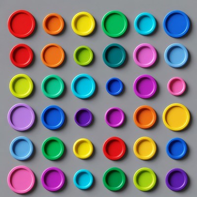 Colorful Plastic Circles on Gray Background