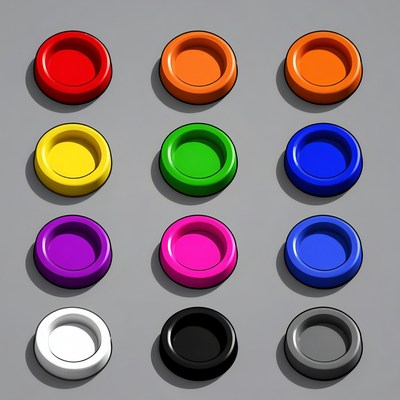 Colorful Plastic Buttons on Gray Background