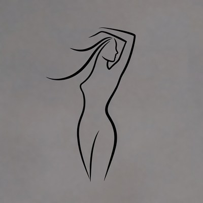 Silhouette of woman with flowing hair
