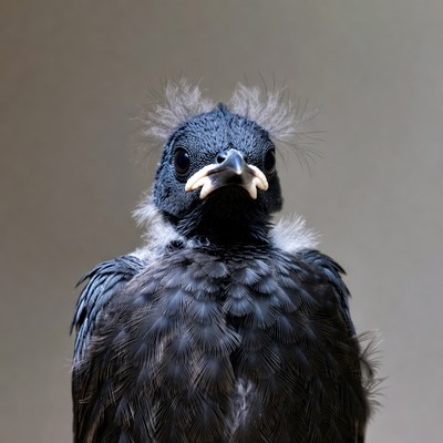 Fluffy baby bird close-up