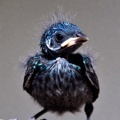 Fluffy blue baby bird