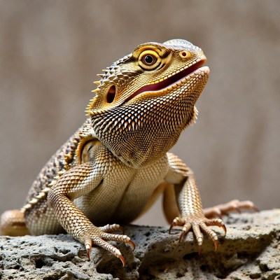 Bearded Dragon Lizard on Rock