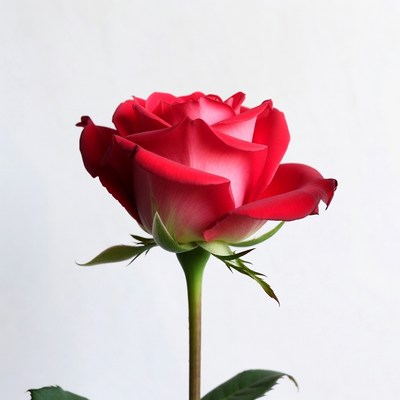 Red Rose on White Background