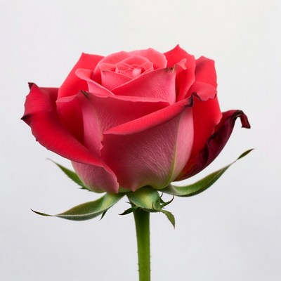 Pink Rose on White Background