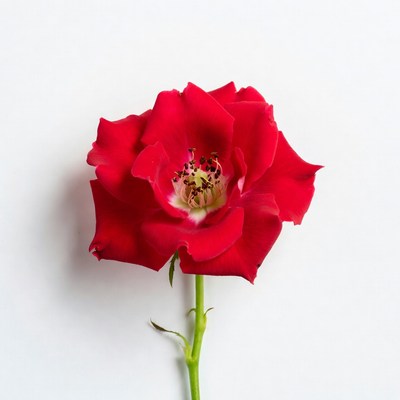 Red Rose on White Background