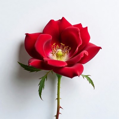 Red Rose with Thorns