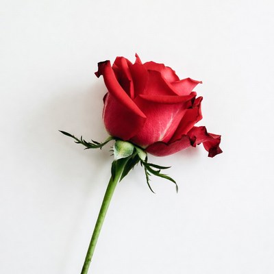 Red Rose on White Background