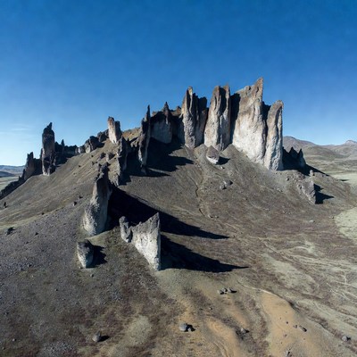 Towering White Hoodoo Formations in Desert