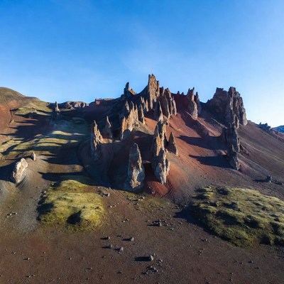 Red Volcanic Rock Formations Landscape