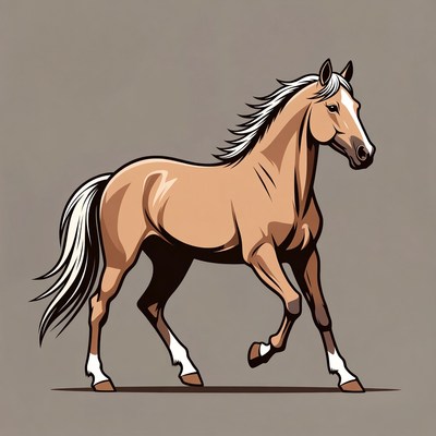 Palomino Horse Walking Illustration