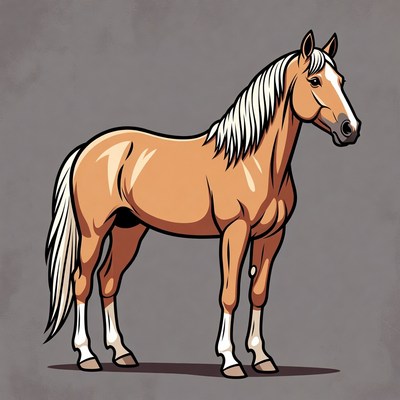 Palomino Horse Standing Illustration