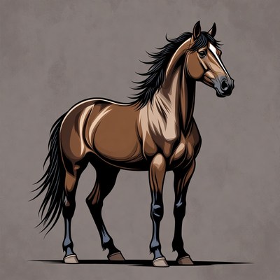 Brown horse illustration standing