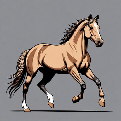 Galloping Buckskin Horse Illustration