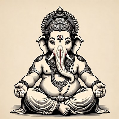 Lord Ganesha Sitting in Meditation