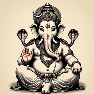 Lord Ganesha Sitting in Meditation