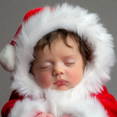 Baby sleeping in Santa hat