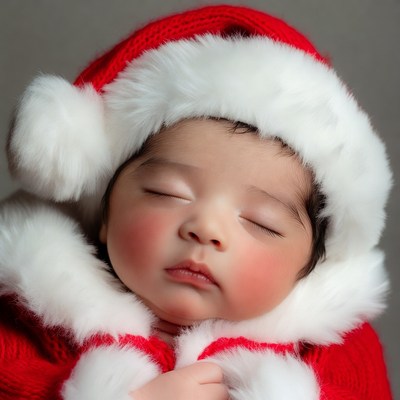 Newborn baby sleeping in Santa hat