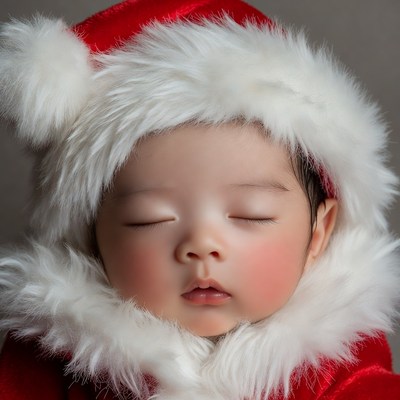 Baby sleeping in Santa hat