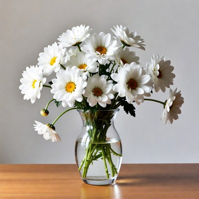 White Daisies in Glass Vase